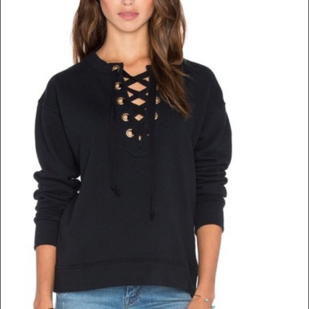 Mother The Tie Up Black Sweatshirt